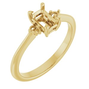 18K Yellow Gold  6x4 mm Emerald Engagement Ring Mounting