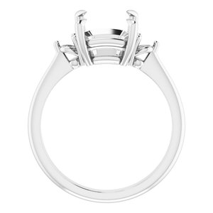 14K White Gold  10x8 mm Emerald Engagement Ring Mounting