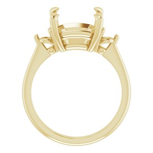 14K Yellow Gold  12x10 mm Emerald Engagement Ring Mounting