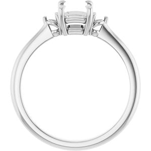 14K White Gold  7x5 mm Emerald Engagement Ring Mounting