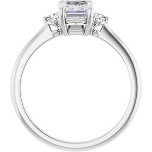 14K White Gold 7x5 mm Emerald .06 CTW Natural Diamond Semi-Set Engagement Ring