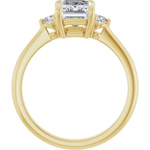 14K Yellow Gold 8x6 mm Emerald .08 CTW Lab-Grown Semi-Set Engagement Ring
