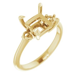 14K Yellow Gold  7.5 mm Square Engagement Ring Mounting