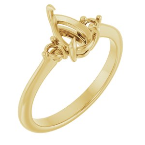 14K Yellow Gold  8x5 mm Pear Engagement Ring Mounting