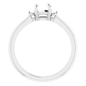 14K White Gold  4 mm Square Engagement Ring Mounting