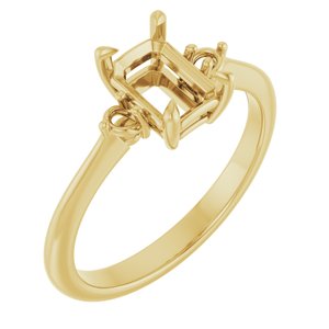 14K Yellow Gold  7x5 mm Emerald Engagement Ring Mounting