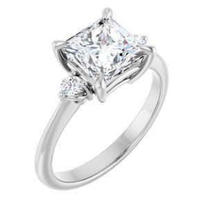 14K White Gold 7x7 mm Square 1/10 CTW Lab-Grown Semi-Set Engagement Ring