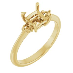 14K Yellow Gold  5.5 mm Square Engagement Ring Mounting