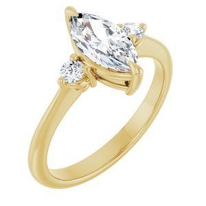 14K Yellow Gold 10x5 mm Marquise 1/8 CTW Natural Diamond Semi-Set Engagement Ring