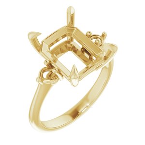 14K Yellow Gold  12x10 mm Emerald Engagement Ring Mounting