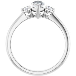 14K White Gold 9x4.5 mm Marquise 1/10 CTW Natural Diamond Semi-Set Engagement Ring