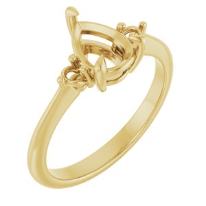 14K Yellow Gold  8x6 mm Pear Engagement Ring Mounting