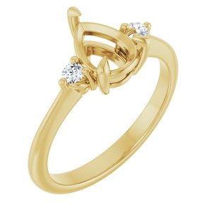 14K Yellow Gold  8x6 mm Pear Engagement Ring Mounting