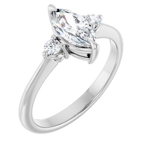 14K White Gold 9x4.5 mm Marquise 1/10 CTW Natural Diamond Semi-Set Engagement Ring