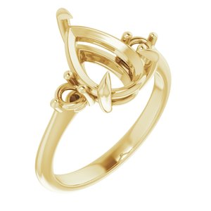 10K Yellow Gold  12x8 mm Pear Engagement Ring Mounting