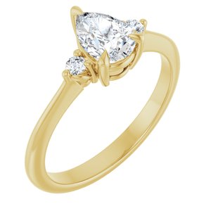 14K Yellow Gold 7x5 mm Pear .06 CTW Lab-Grown Semi-Set Engagement Ring