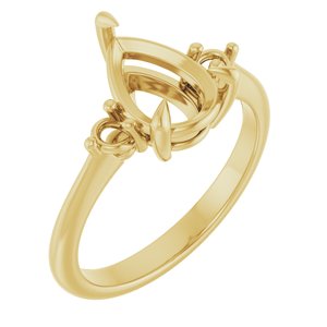 14K Yellow Gold  10x7 mm Pear Engagement Ring Mounting