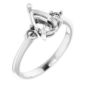 14K White Gold  9x6 mm Pear Engagement Ring Mounting
