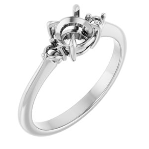 14K White Gold  5.8 mm Round Engagement Ring Mounting