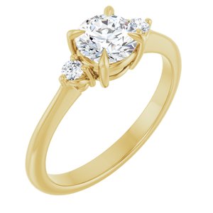 14K Yellow Gold 5.8 mm Round .06 CTW Natural Diamond Semi-Set Engagement Ring