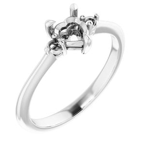 10K White Gold  5x5 mm Heart Engagement Ring Mounting