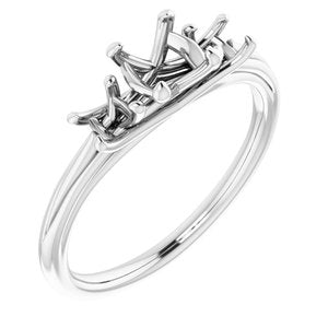 14K White Gold 6 mm Round Three-Stone Engagement Ring Mounting