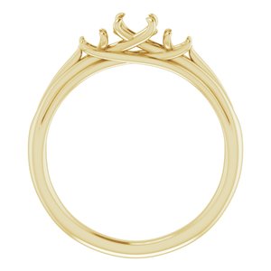 14K Yellow Gold 4.8 mm Round Three-Stone Engagement Ring Mounting