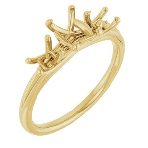 14K Yellow Gold 8x6 mm Oval Three-Stone Engagement Ring Mounting
