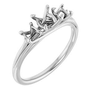14K White Gold 5.8 mm Round Three-Stone Engagement Ring Mounting