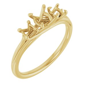 14K Yellow Gold 5.8 mm Round Three-Stone Engagement Ring Mounting