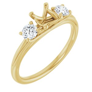 14K Yellow Gold 7x5 mm Oval 3/8 CTW  Natural Diamond Semi-Set Three-Stone Engagement Ring