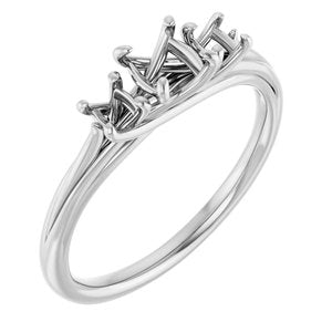 14K White Gold 5.2 mm Round Three-Stone Engagement Ring Mounting