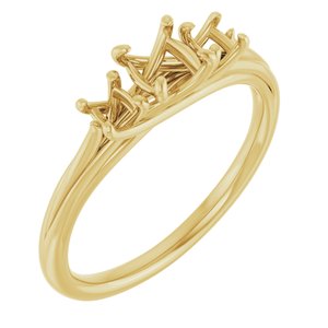 14K Yellow Gold 5.2 mm Round Three-Stone Engagement Ring Mounting