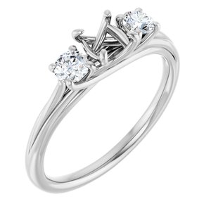 14K White Gold 5.8 mm Round 3/8 CTW Natural Diamond Semi-Set Three-Stone Engagement Ring