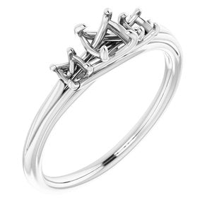 14K White Gold 4.8 mm Round Three-Stone Engagement Ring Mounting