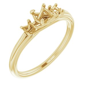 14K Yellow Gold 4.8 mm Round Three-Stone Engagement Ring Mounting