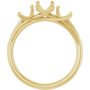 14K Yellow Gold 8x6 mm Oval Three-Stone Engagement Ring Mounting