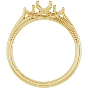 14K Yellow Gold 5.2 mm Round Three-Stone Engagement Ring Mounting