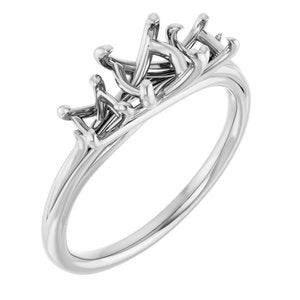 Platinum 6.5 mm Round Three-Stone Engagement Ring Mounting