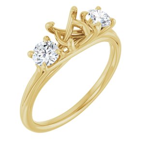 14K Yellow Gold 6.5 mm Round 1/2 CTW Natural Diamond Semi-Set Three-Stone Engagement Ring