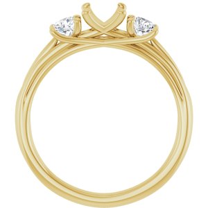 14K Yellow Gold 7x5 mm Oval 3/8 CTW  Natural Diamond Semi-Set Three-Stone Engagement Ring