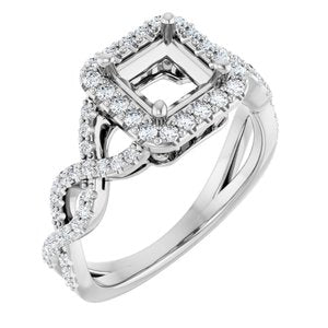 14K White Gold 5.5x5.5 mm Square 1/3 CTW Natural Diamond Semi-Set Engagement Ring