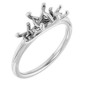 14K White Gold 7 mm Round Three-Stone Engagement Ring Mounting