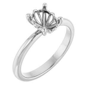 14K White Gold 8x6 mm Oval Solitaire Engagement Ring Mounting