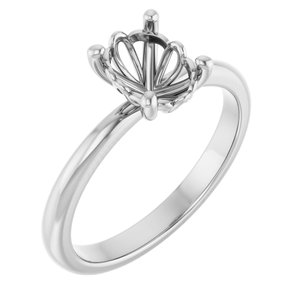 14K White Gold 8x6 mm Oval Solitaire Engagement Ring Mounting