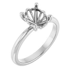 14K White Gold 9x7 mm Oval Solitaire Engagement Ring Mounting