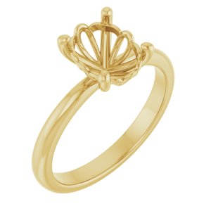 14K Yellow Gold 9x7 mm Oval Solitaire Engagement Ring Mounting
