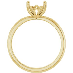 18K Yellow Gold 7 mm Cushion Solitaire Engagement Ring Mounting