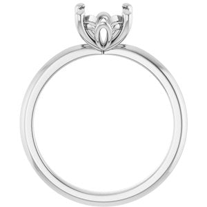 14K White Gold 9x7 mm Oval Solitaire Engagement Ring Mounting