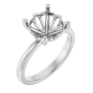 14K White Gold 10 mm Round Solitaire Engagement Ring Mounting